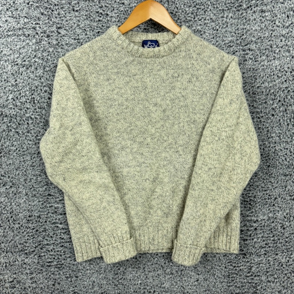 Vintage Woolrich Sweater Mens Medium Gray Wool Blend Fisherman Crewneck Knit M